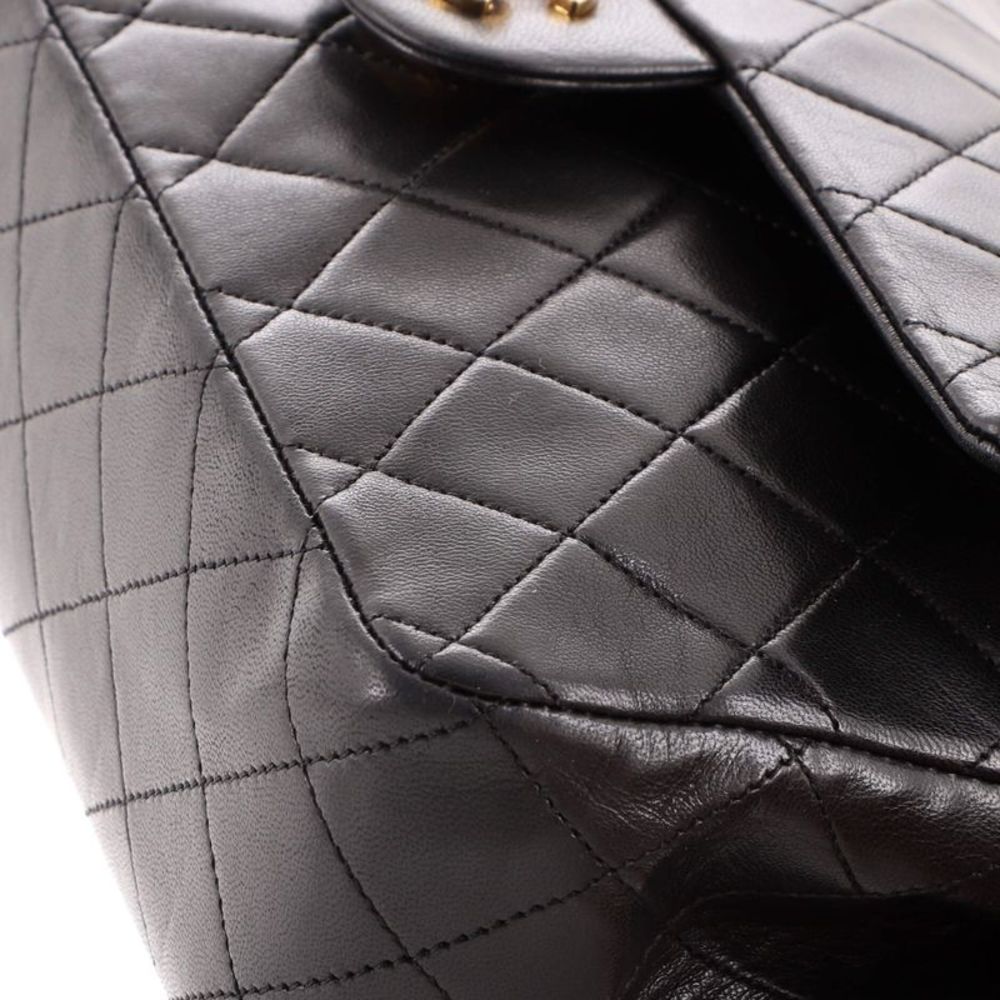 Chanel Vintage Classic Double Flap Bag Quilted Lambskin Medium Black - Picture 7 of 9